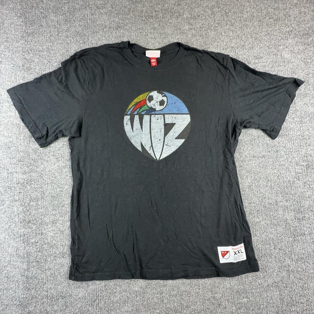Kansas City Wizards Shirt Mens 2XL Black MLS Soccer Wiz Logo Mitchell & Ness